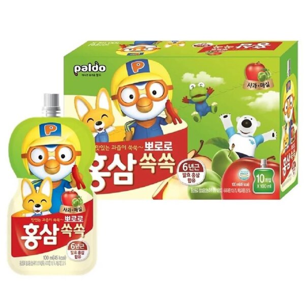 Nước Hồng Sâm Trẻ Em Pororo Paldo 10 gói (vị cam, táo, nho) - Ảnh 4