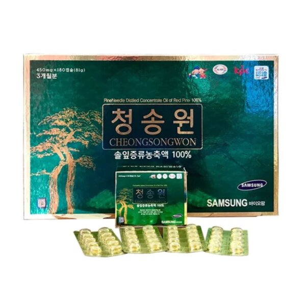 Tinh dầu thông đỏ CheongSongWon Green hộp xanh 180 viên - Ảnh 4